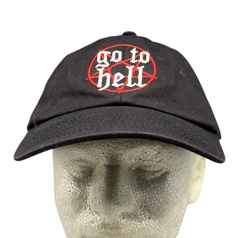 Vintage Y2K Spencers Go To Hell Baseball Cap Mens Pentagram Satanic Punk Grunge